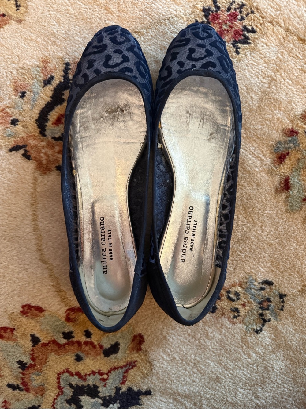 Andrea Carrano Navy Leopard Ballet Flats